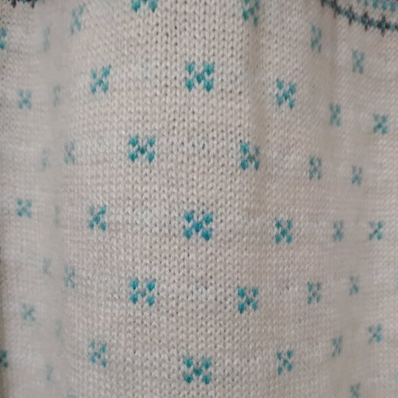 Talbots Fair Isle Wool Blend Crew Neck Sweater Ivory | Size XL Petite - Picture 4 of 8